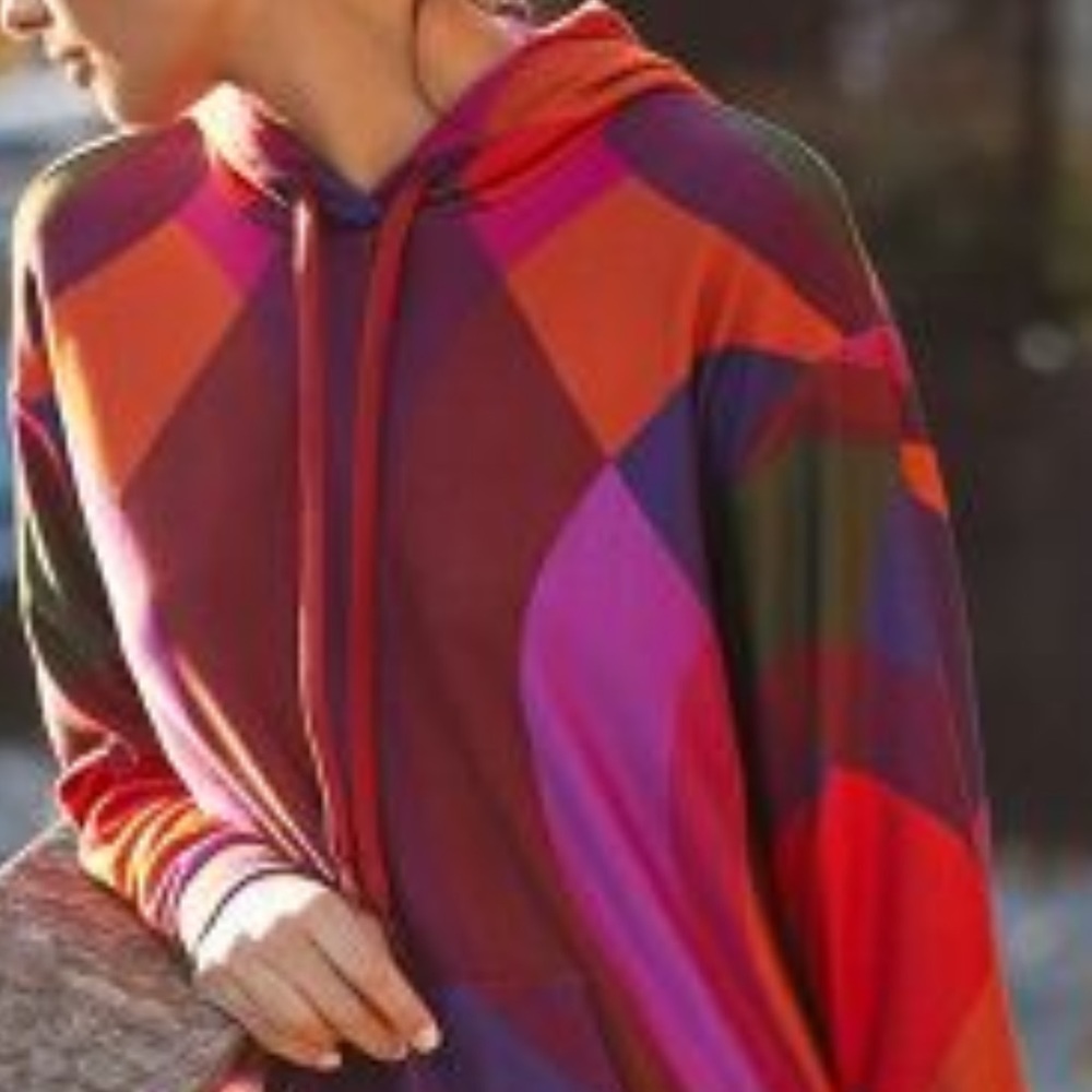 Farm Rio Anthropologie XS vibrant hoodie; “Banana Gradient”; oversized